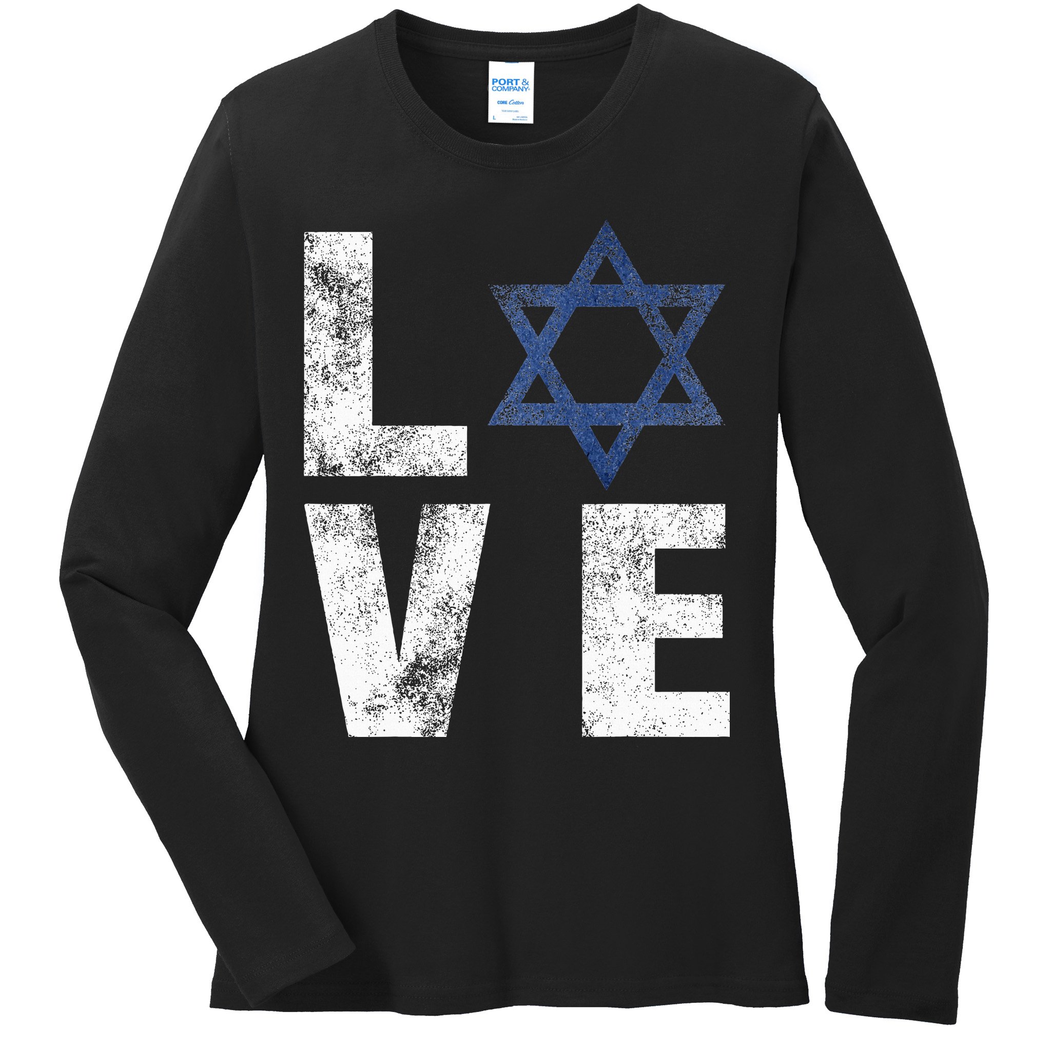 Israel Star of David Retro Jewish Gifts Ladies Long Sleeve Shirt