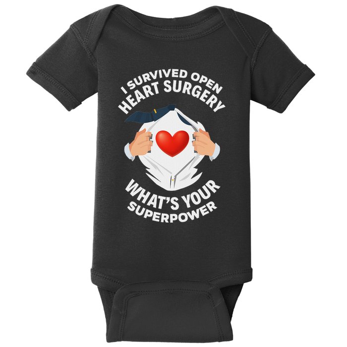 I Survived Open Heart Surgery Funny Bypass Heart Survivor Baby Bodysuit