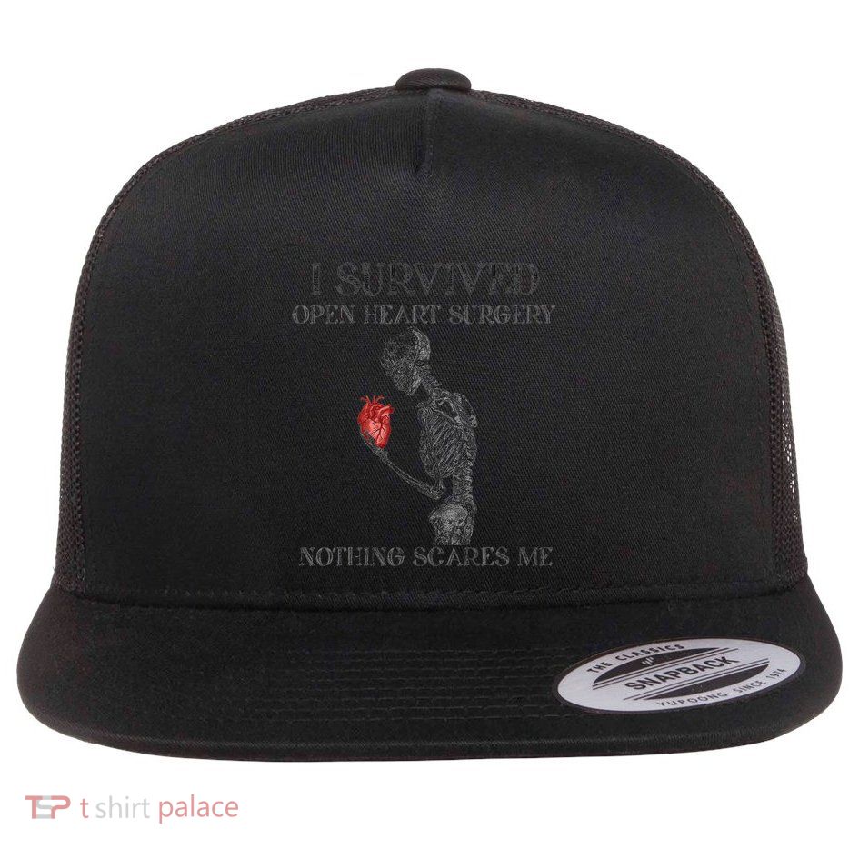 I Survived Open Heart Surgery Survivor Gift Flat Bill Trucker Hat