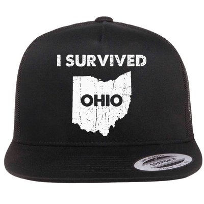 I Survived Ohio Flat Bill Trucker Hat