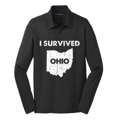 I Survived Ohio Silk Touch Performance Long Sleeve Polo