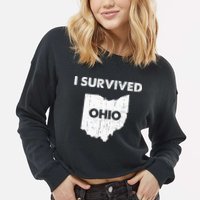I Survived Ohio Cropped Pullover Crew