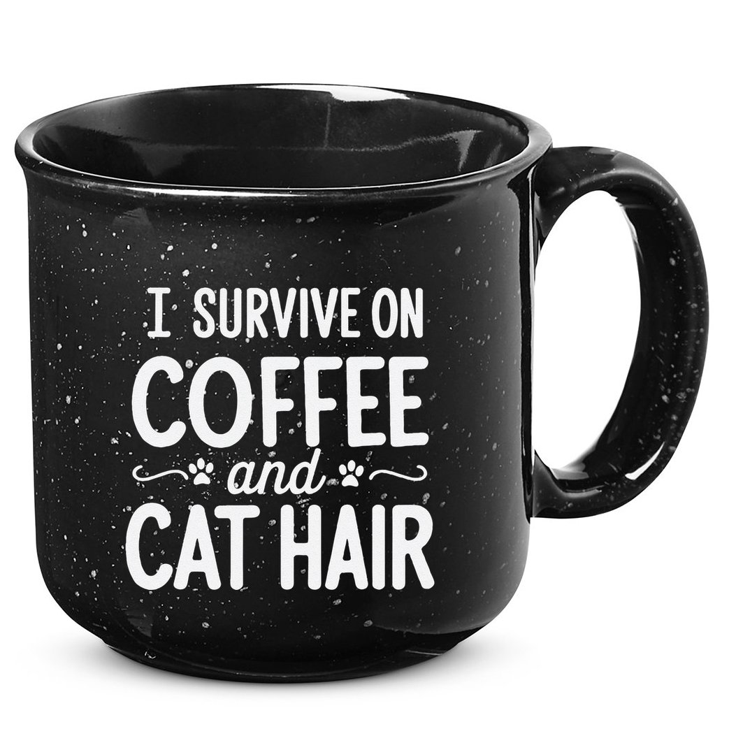 I Survive On Coffee And Cat Hair Vet Humor Design 15oz Campfire Ceramic Mug