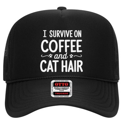 I Survive On Coffee And Cat Hair Vet Humor Design Trucker Hat