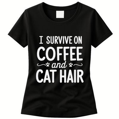 I Survive On Coffee And Cat Hair Vet Humor Design Womens T-Shirt