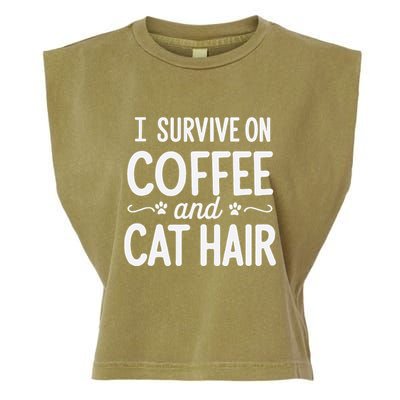 I Survive On Coffee And Cat Hair Vet Humor Design Garment-Dyed Women's Muscle Tee