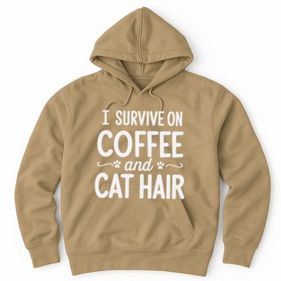 I Survive On Coffee And Cat Hair Vet Humor Design Hoodie
