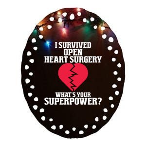 I Survived Open Heart Surgery Post Recovery Get Well Gift Ceramic Oval Ornament