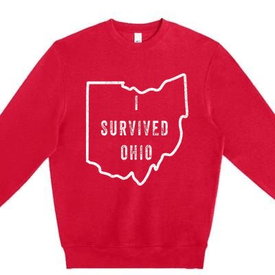 I Survived Ohio Meme Premium Crewneck Sweatshirt