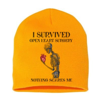 I Survived Open Heart Surgery Survivor Gift Short Acrylic Beanie