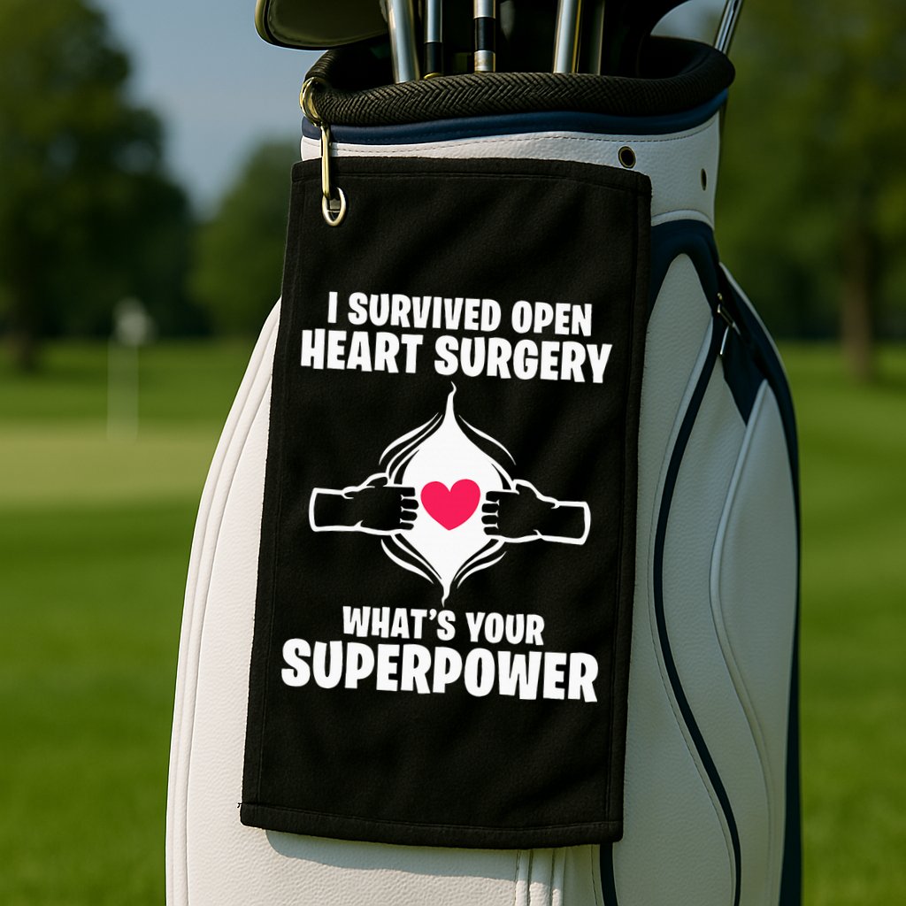 I Survived Open Heart Surgery Bypass Operation Recovery Golf Towel