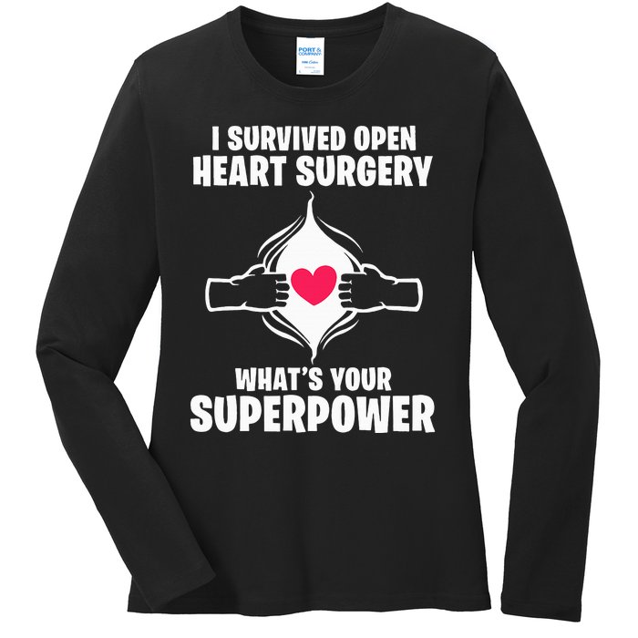 I Survived Open Heart Surgery Bypass Operation Recovery Ladies Long Sleeve Shirt