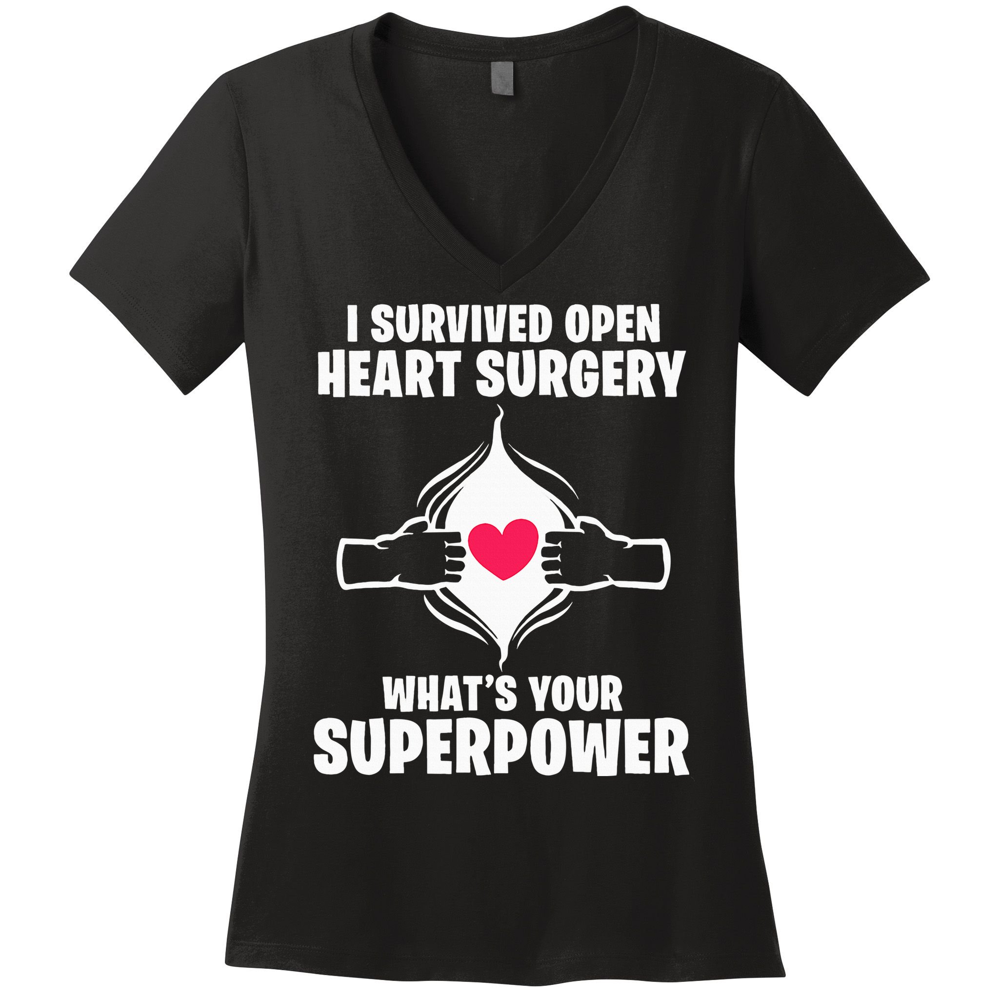I Survived Open Heart Surgery Bypass Operation Recovery Women's V-Neck T-Shirt