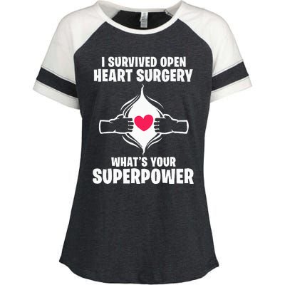 I Survived Open Heart Surgery Bypass Operation Recovery Enza Ladies Jersey Colorblock Tee