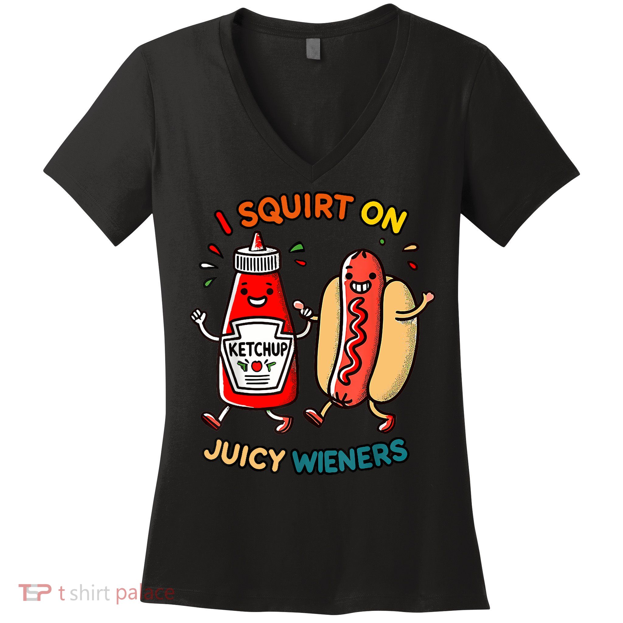 I Squirt On Juicy Wieners Vintage Funny  Women's V-Neck T-Shirt