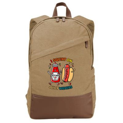 I Squirt On Juicy Wieners Vintage Funny Raglan Baseball Cotton Canvas Backpack