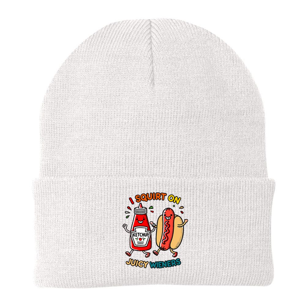 I Squirt On Juicy Wieners Vintage Funny Raglan Baseball Beanie