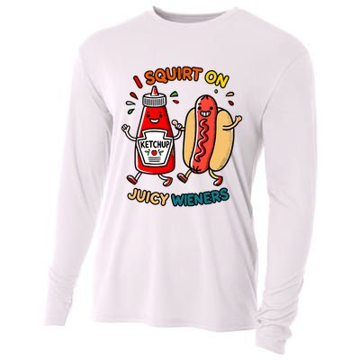 I Squirt On Juicy Wieners Vintage Funny Raglan Baseball Cooling Performance Long Sleeve Crew