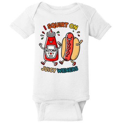 I Squirt On Juicy Wieners Vintage Funny Raglan Baseball Baby Bodysuit