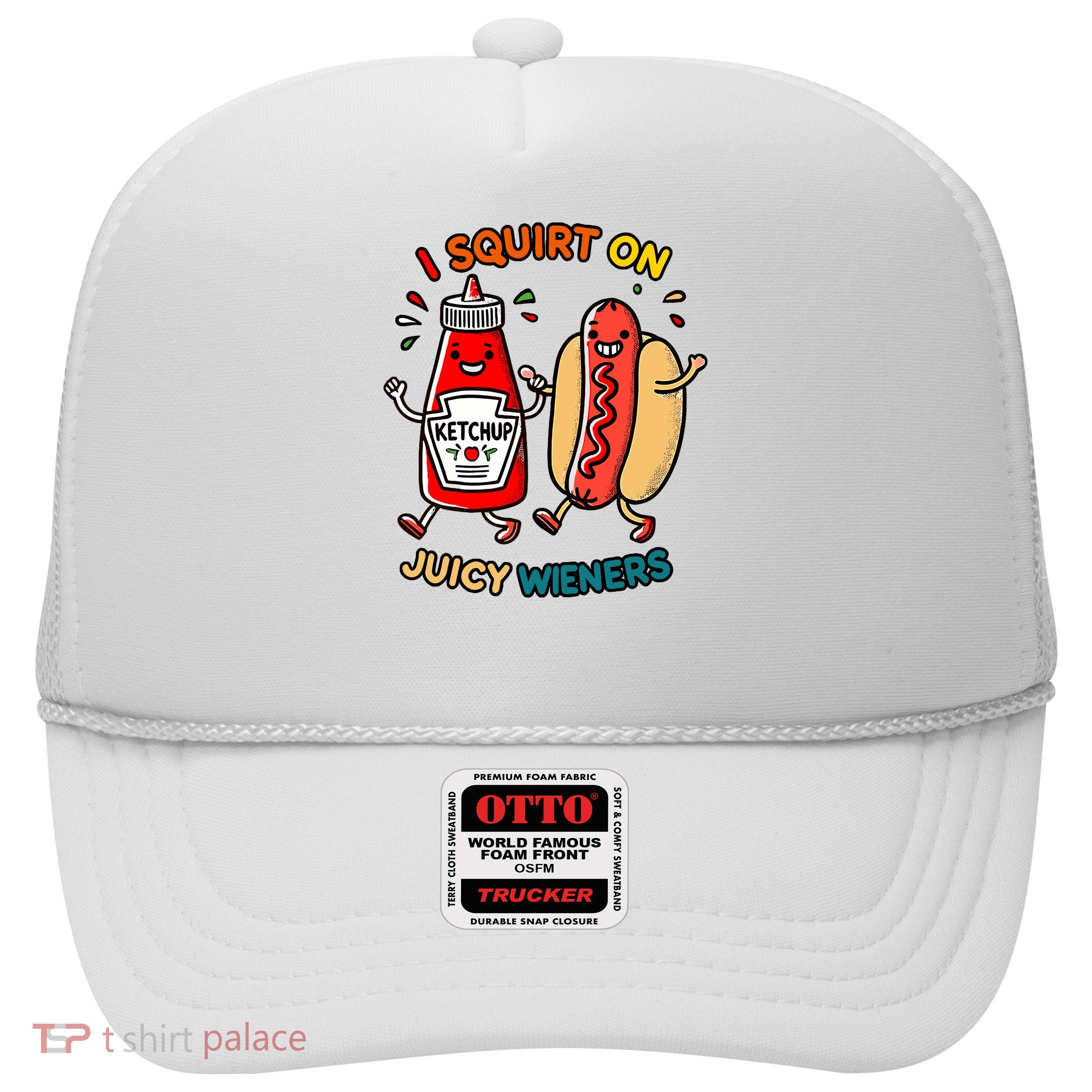 I Squirt On Juicy Wieners Vintage Funny Raglan Baseball Trucker Hat