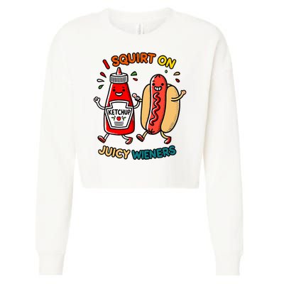 I Squirt On Juicy Wieners Vintage Funny Raglan Baseball Cropped Pullover Crew