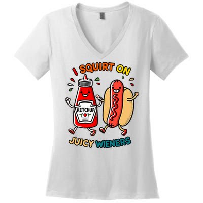 I Squirt On Juicy Wieners Vintage Funny Raglan Baseball Women's V-Neck T-Shirt