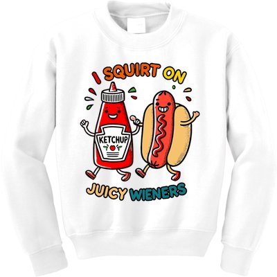 I Squirt On Juicy Wieners Vintage Funny Raglan Baseball Kids Sweatshirt