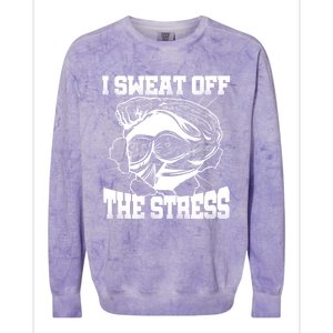 I Sweat Off The Stress Awareness Month Gym Bodybuilder Cool Gift Colorblast Crewneck Sweatshirt