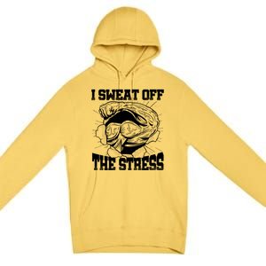 I Sweat Off The Stress Awareness Month Gym Bodybuilder Cool Gift Premium Pullover Hoodie