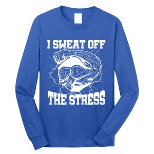 I Sweat Off The Stress Awareness Month Gym Bodybuilder Cool Gift Long Sleeve Shirt