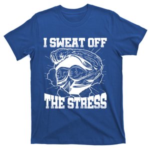 I Sweat Off The Stress Awareness Month Gym Bodybuilder Cool Gift T-Shirt