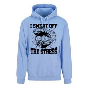 I Sweat Off The Stress Awareness Month Gym Bodybuilder Cool Gift Unisex Surf Hoodie