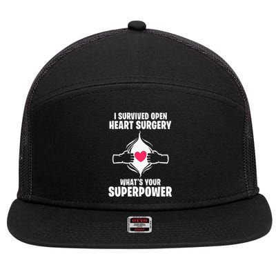 I Survived Open Heart Surgery Bypass Operation Recovery 7 Panel Mesh Trucker Snapback Hat