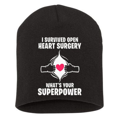 I Survived Open Heart Surgery Bypass Operation Recovery Short Acrylic Beanie