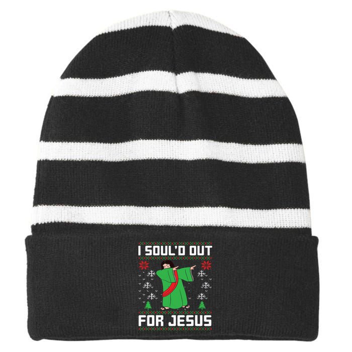 I Sould Out For Jesus Ugly Christmas Striped Beanie with Solid Band