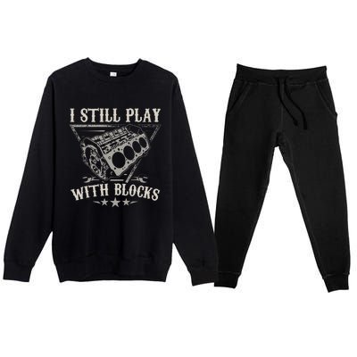 I Still Play With Blocks Racing Maintenance Vintage Premium Crewneck Sweatsuit Set