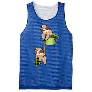 Irish St Patricks Day Fishing Sloth Shamrock Plaid Ireland Gift Mesh Reversible Basketball Jersey Tank