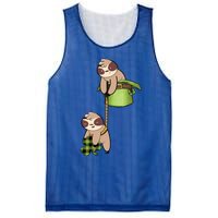 Irish St Patricks Day Fishing Sloth Shamrock Plaid Ireland Gift Mesh Reversible Basketball Jersey Tank