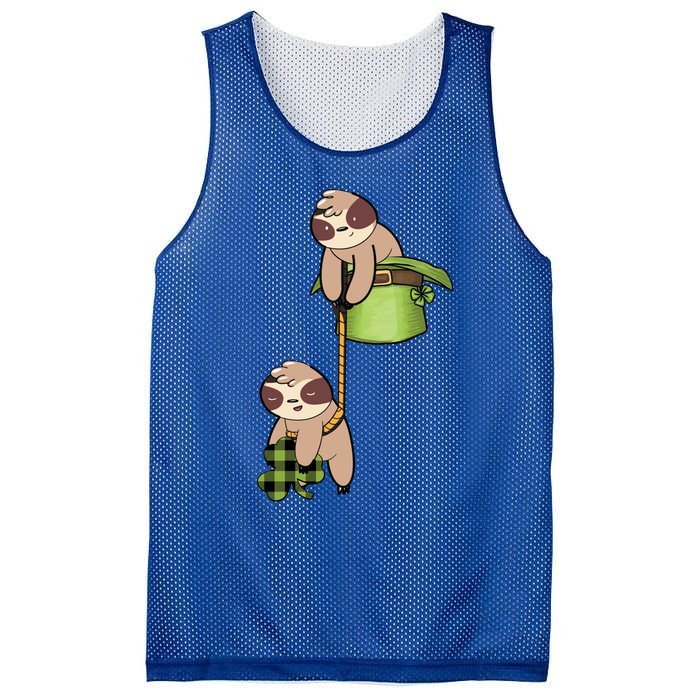 Irish St Patricks Day Fishing Sloth Shamrock Plaid Ireland Gift Mesh Reversible Basketball Jersey Tank