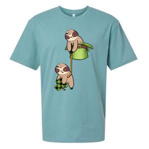 Irish St Patricks Day Fishing Sloth Shamrock Plaid Ireland Gift Sueded Cloud Jersey T-Shirt