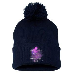 Invisible String Purple Pink Skies Eras Pom Pom 12in Knit Beanie