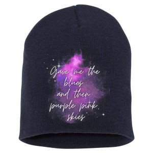 Invisible String Purple Pink Skies Eras Short Acrylic Beanie