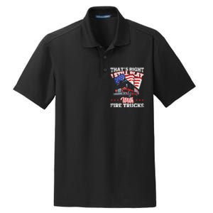 I Still Play With Fire Trucks American Flag Firefighter Dry Zone Grid Polo