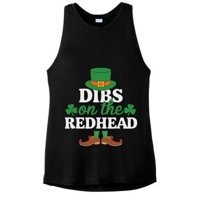 Irish St Patricks Day Shamrock Dibs On The Redhead Ladies PosiCharge Tri-Blend Wicking Tank