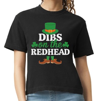 Irish St Patricks Day Shamrock Dibs On The Redhead Comfort Colors Boxy T-Shirt
