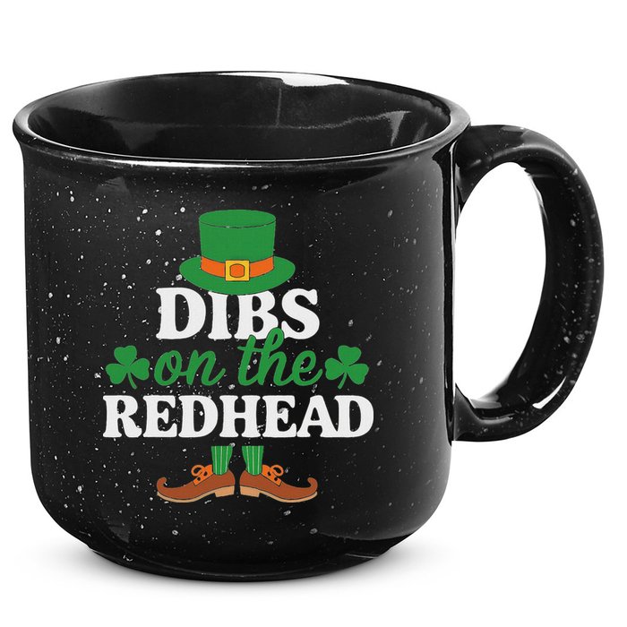Irish St Patricks Day Shamrock Dibs On The Redhead 15oz Campfire Ceramic Mug