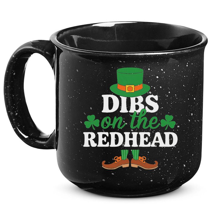 Irish St Patricks Day Shamrock Dibs On The Redhead 15oz Campfire Ceramic Mug