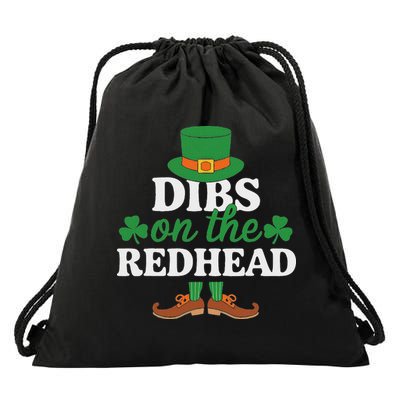 Irish St Patricks Day Shamrock Dibs On The Redhead Drawstring Bag