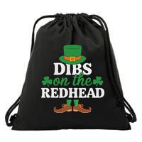 Irish St Patricks Day Shamrock Dibs On The Redhead Drawstring Bag