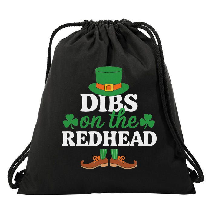 Irish St Patricks Day Shamrock Dibs On The Redhead Drawstring Bag